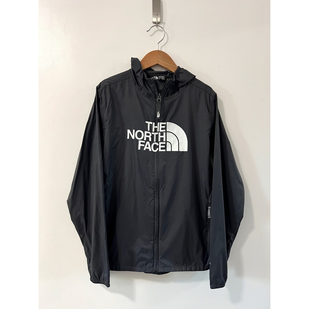 The North Face Youth Kids Black Hooded Windbreaker Jacket Size L 14/16
